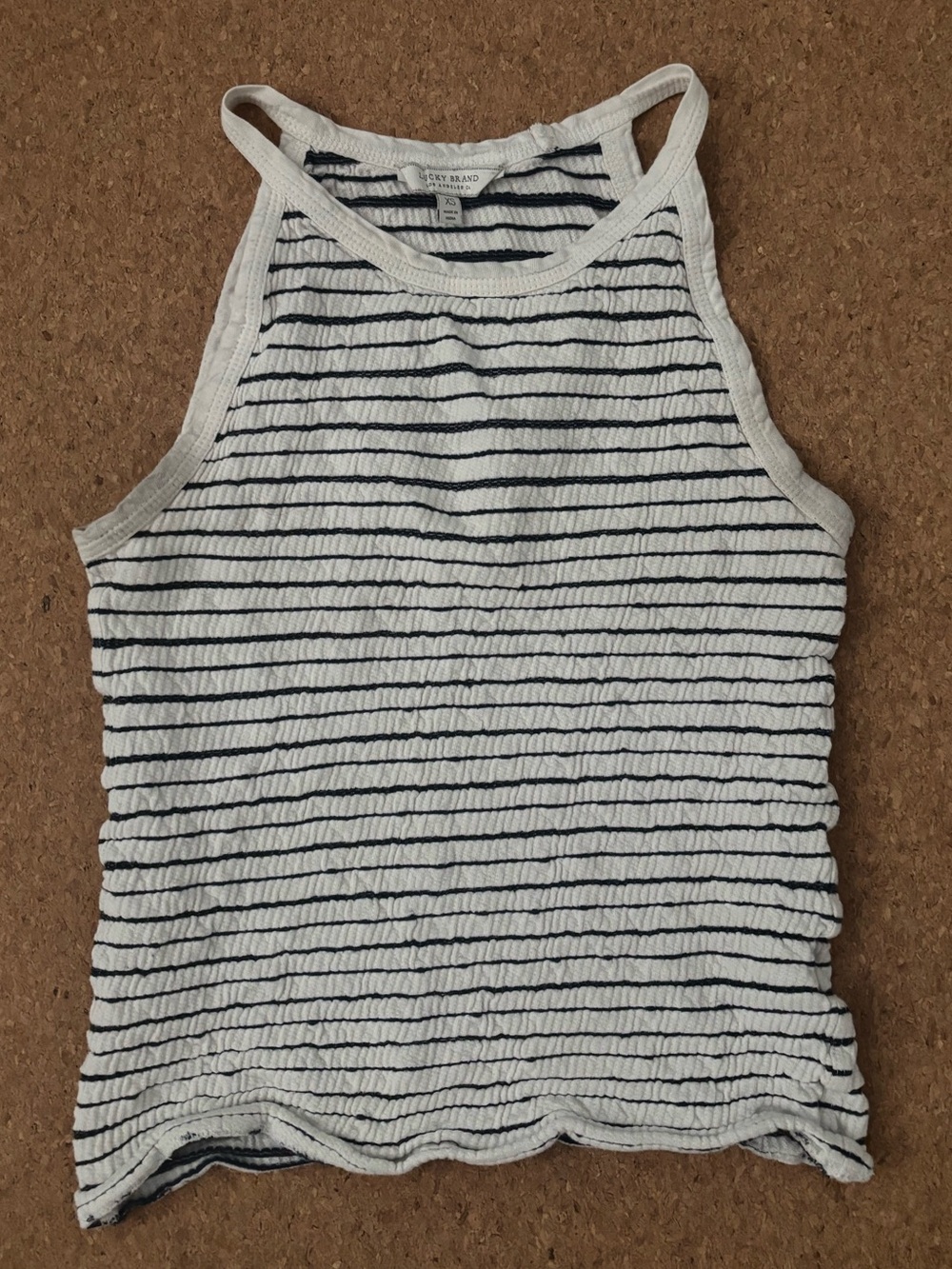 Lucky Brand White Tank with Navy Stripes
